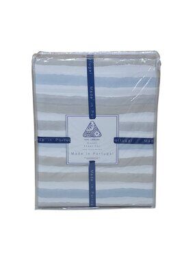 Alda Textéis Queen Sheet Set 100% Cotton Percale Striped Made In Portugal